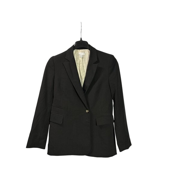 Topshop Womens Black Blazer US Size 6 Oversized Lined Shoulder Pads - Picture 1 of 5